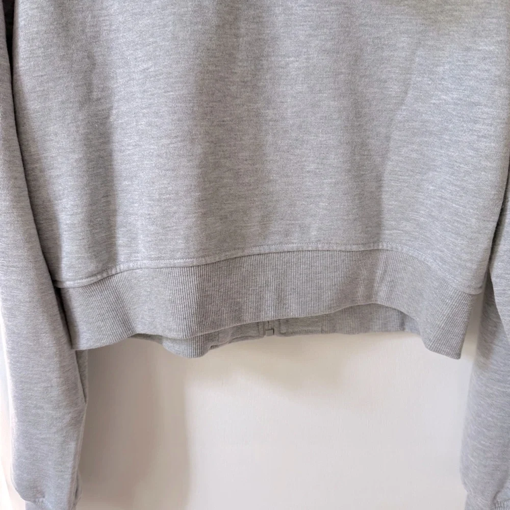 ALO Yoga Routine Cropped Zip Hoodie Jacket in Athletic Heather Grey - Picture 10 of 13